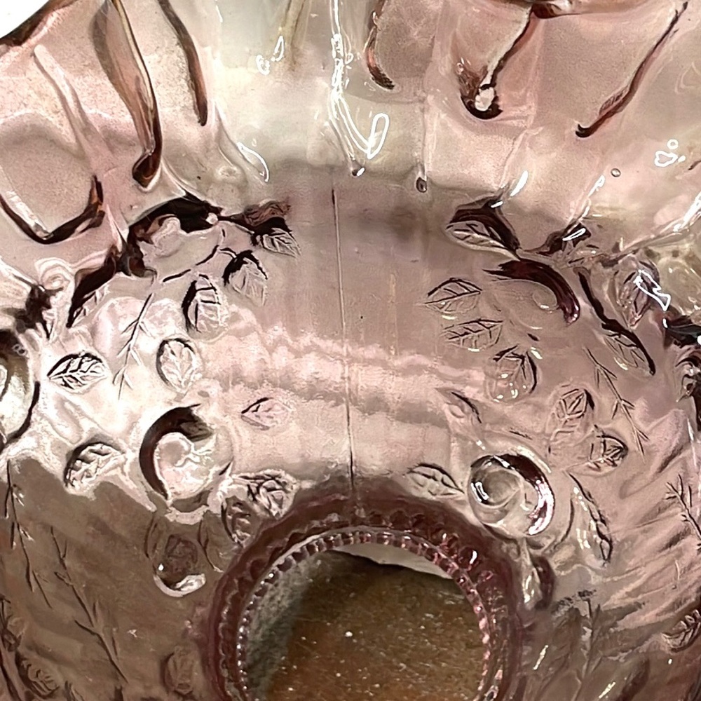 Vintage Fenton Purple Iridescent Cabbage Rose Glass Replacement Fairy Lamp Shade - Picture 8 of 10
